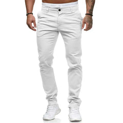 Men Pants Mid Waist Solid Color Thin Zipper Button Closure Pockets Slim Fit Casual Ankle Length Pencil Pants Soft Breathable
