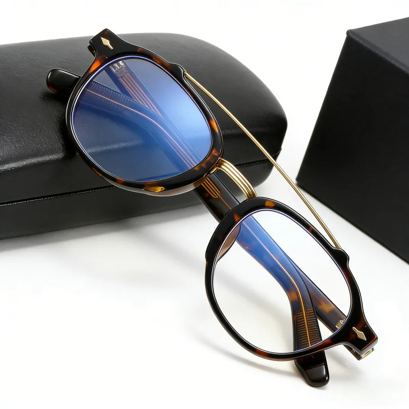 G Style Retro Blue Light Blocking Glasses Double Bridge Unisex Frames