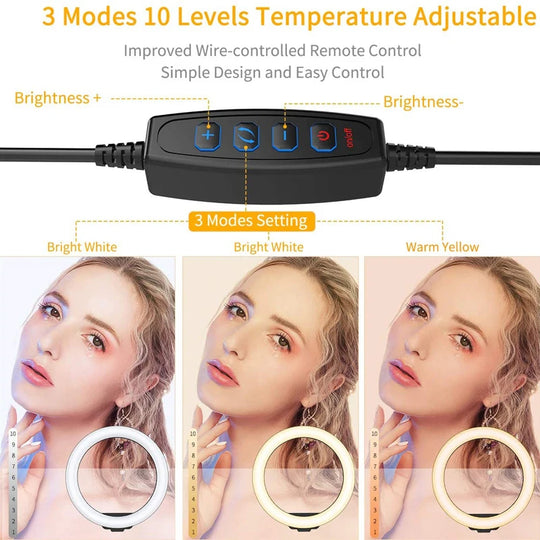 G Creator 10-Inch LED Ring Light with Phone Holder Dimmable Selfie Light for Content Creation &amp; Makeup