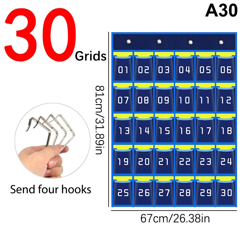 G Workspace Numbered Pocket Chart Over-the-Door Organizer Classroom &amp; Homeschool Storage Solution