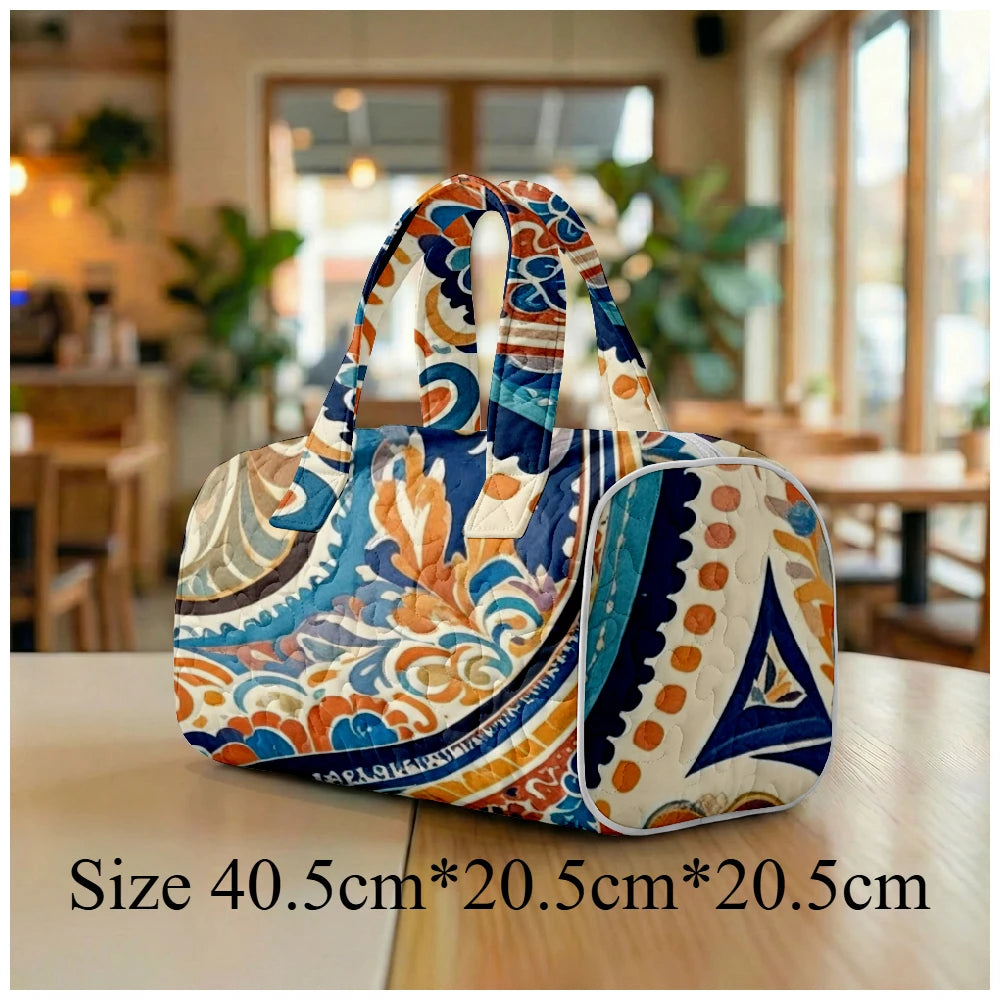 G Travel Quilted Tote Bag Large Paisley Print Shoulder Handbag for Travel &amp; Everyday Use