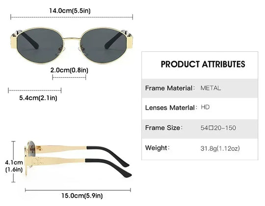 G Style Luxury Oval Metal Sunglasses Unisex UV400 Fashion Eyewear