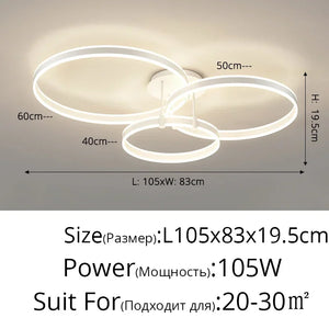 G Living Modern Dimmable LED Ring Chandelier Contemporary Pendant Light for Living Room & Dining Room