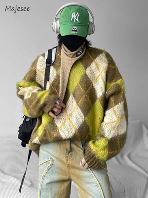 G Style Men's Baggy Long Sleeve Sweater Vintage Streetwear Pullover