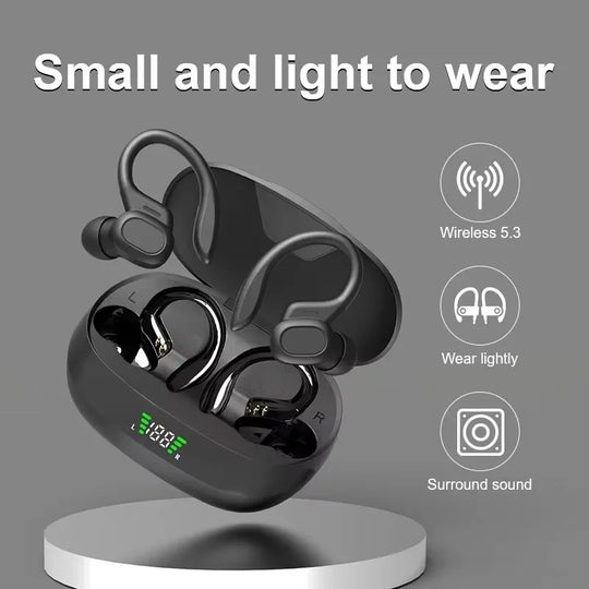 G Audio Bluetooth 5.3 Sport Earbuds Wireless Earphones with LED Display, USB-C Charging &amp; Noise-Reducing Microphone