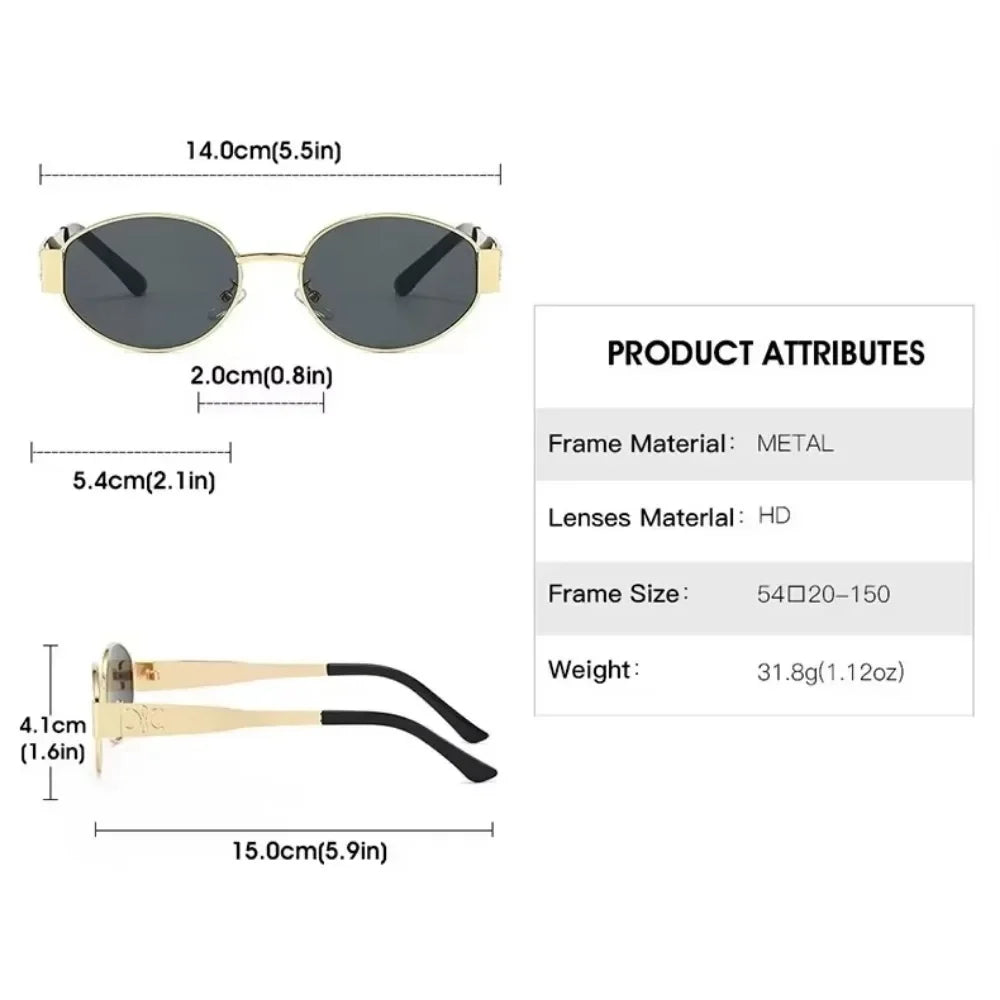 G Style Oval Metal Sunglasses Unisex Retro UV400 Eyewear