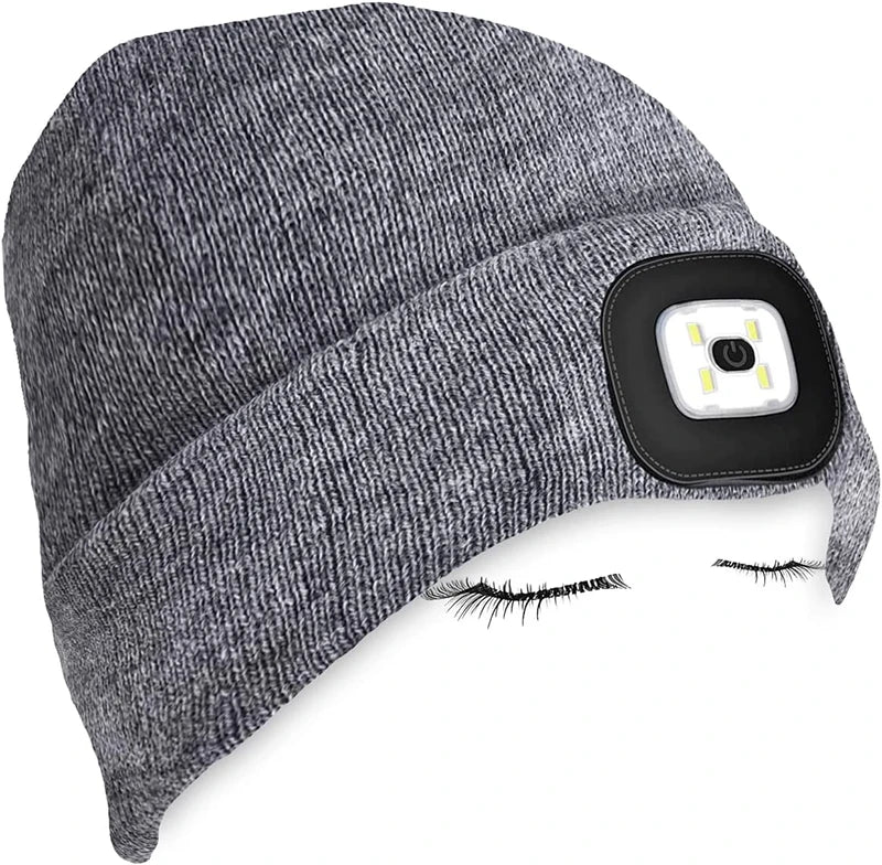 G Active Rechargeable LED Beanie Hat Knit Winter Cap with Removable USB Headlamp