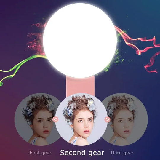 G Creator Portable LED Selfie Ring Light Clip Rechargeable Phone Light with 3 Brightness Levels