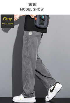 2024 Spring/Summer New Soft Lyocell Fabric Men's Jeans Thin Loose Straight Leg PantsDrawstring Elastic Waist Korean casual pants