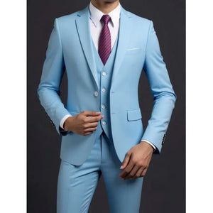 G Style Men's 3-Piece Business Suit  Slim Fit Blazer, Vest & Trousers for Weddings & Formal Events