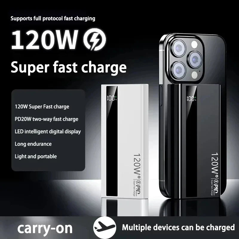 G Creator 120W Fast Charging Power Bank High-Capacity Portable Charger with PD 20W for Phones &amp; Tablets