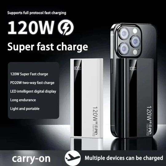 G Creator 120W Fast Charging Power Bank High-Capacity Portable Charger with PD 20W for Phones &amp; Tablets