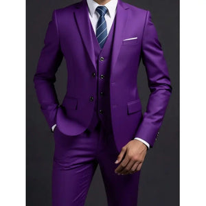 G Style Men's 3-Piece Business Suit  Slim Fit Blazer, Vest & Trousers for Weddings & Formal Events