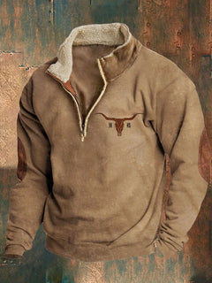European and American Men's Half-Zipper Hoodie, Spring and Autumn 3D Digital Printing High Neck Long Sleeve Hoodie