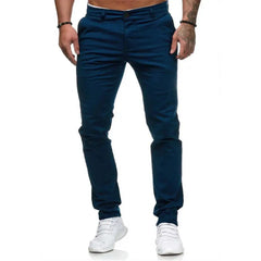 Men Pants Mid Waist Solid Color Thin Zipper Button Closure Pockets Slim Fit Casual Ankle Length Pencil Pants Soft Breathable