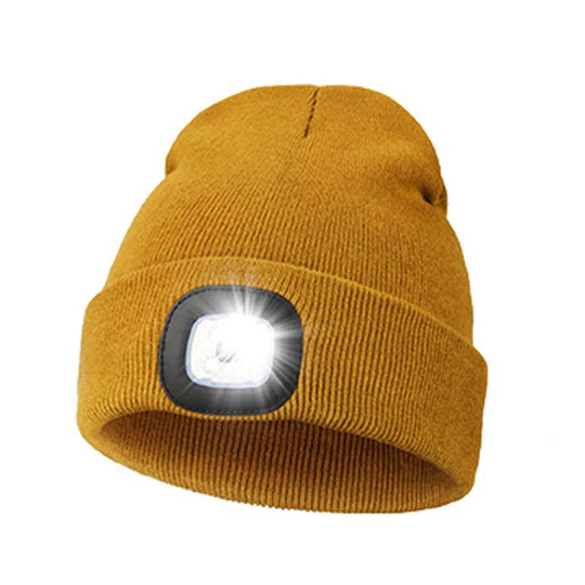 G Active Rechargeable LED Beanie Hat Knit Winter Cap with Removable USB Headlamp
