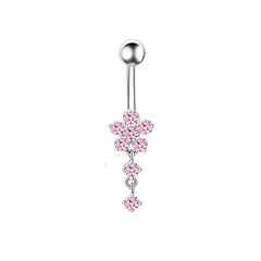 1PCS Pink Crown Belly Button Rings Jewelry Stainless Steel Heart Navel Piercing Barbell Crystal Cute Belly Rings For Women Girls