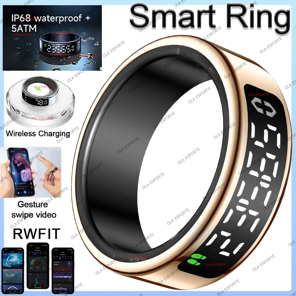 G Active Smart Ring with Touch Display Wireless Charging &amp; 5ATM Waterproof Smart Ring for Men &amp; Women