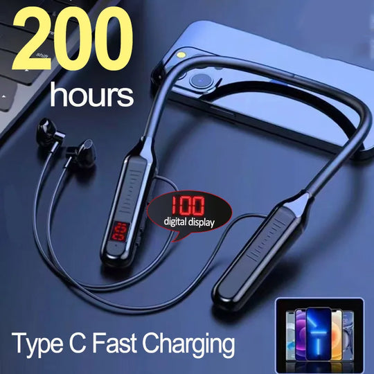 G Audio Bluetooth 5.3 Wireless Neckband Earphones Magnetic Earbuds with LED Display &amp; HD Stereo Sound