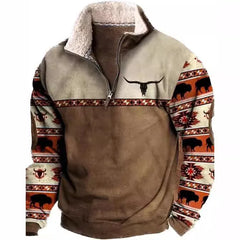 European and American Men's Half-Zipper Hoodie, Spring and Autumn 3D Digital Printing High Neck Long Sleeve Hoodie