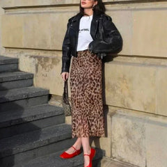 TRAF Leopard Long Skirts Women's 2024 Spring Summer Autumn Elegant Party Printed Skirts Ladies Fashion Casual Office Midi Skirts