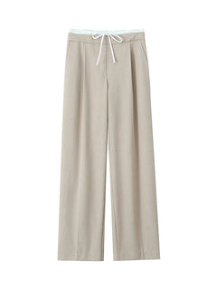 Willshela Women Fashion Solid Lace Up Side Zipper Straight Pants Vintage High Elastic Waist Female Chic Lady Trousers