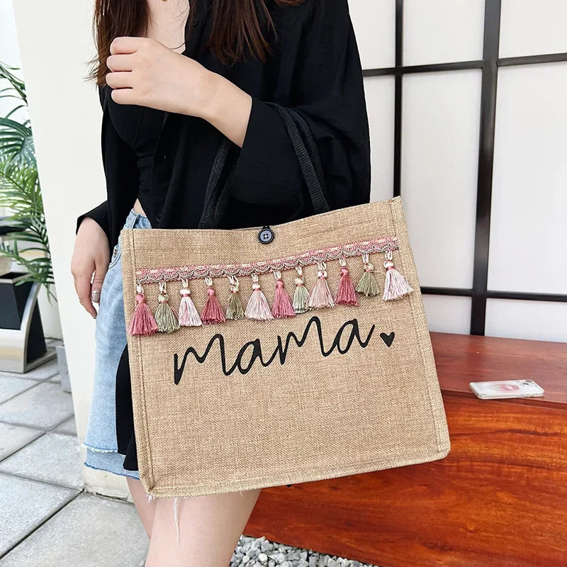 G Travel Mama Canvas Tote Bag Large Capacity Shoulder Bag for Shopping &amp; Baby Essentials