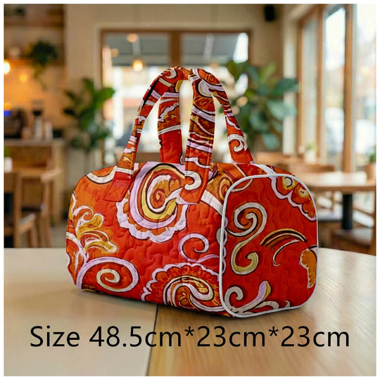 G Travel Quilted Tote Bag Large Paisley Print Shoulder Handbag for Travel &amp; Everyday Use