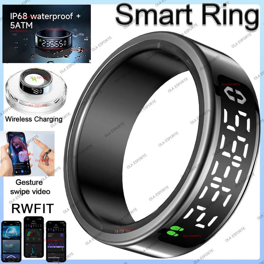 G Active Smart Ring with Touch Display Wireless Charging &amp; 5ATM Waterproof Smart Ring for Men &amp; Women
