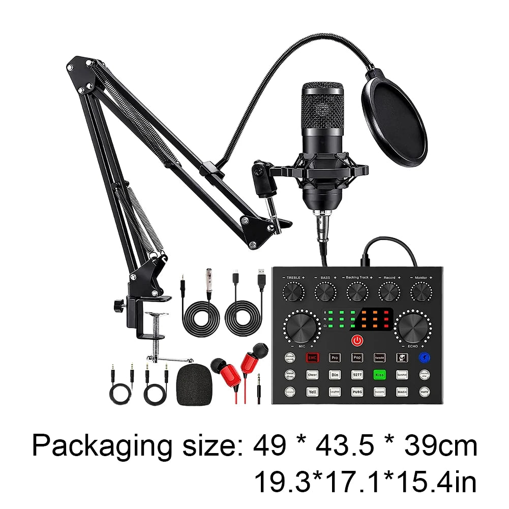 G-Mix BM800 Podcast Microphone Bundle V8 Sound Card &amp; Metal Shock Mount Recording Kit