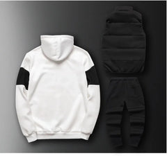 3 Pieces Set Hoodies+Vest+Pants Casual Men's Track Suit Clothing Coats Winter Thick Warm Tracksuit for Men Printed Mens Set Vest