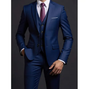 G Style Men's 3-Piece Business Suit  Slim Fit Blazer, Vest & Trousers for Weddings & Formal Events