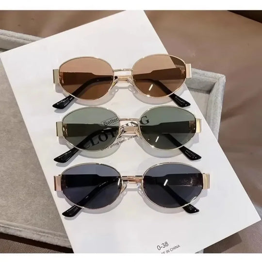 G Style Oval Metal Sunglasses Unisex Retro UV400 Eyewear