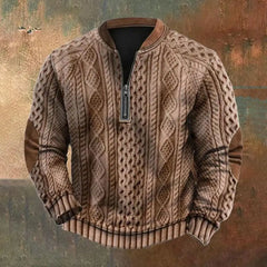 Pullover Sweatshirt Men's Rhombus Texture Patchwork Half Zipper Sweatshirt for Fall Winter Outdoor Sports Men Patchwork