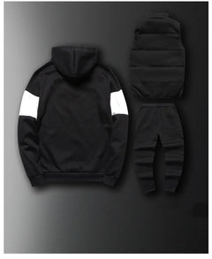3 Pieces Set Hoodies+Vest+Pants Casual Men's Track Suit Clothing Coats Winter Thick Warm Tracksuit for Men Printed Mens Set Vest