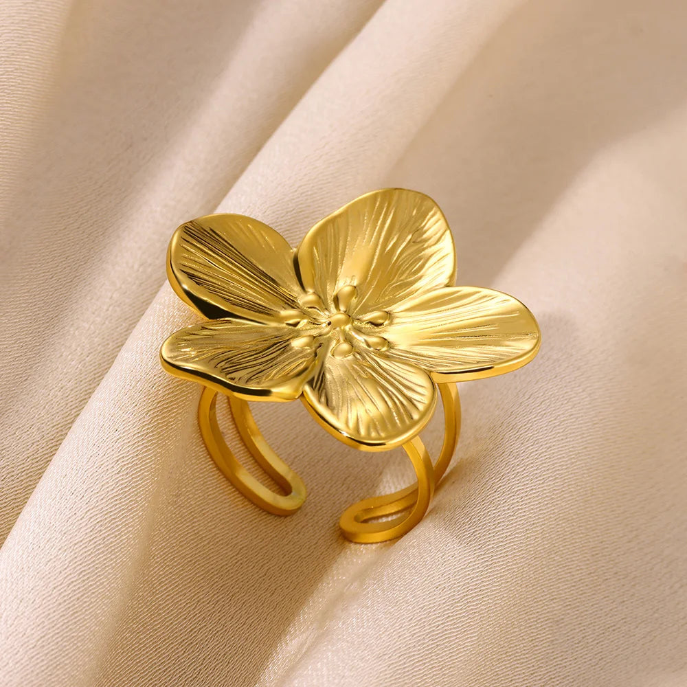 G Style Heart Stainless Steel Ring Gold Color Waterproof Women's Fashion Jewelry
