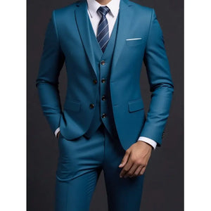 G Style Men's 3-Piece Business Suit  Slim Fit Blazer, Vest & Trousers for Weddings & Formal Events