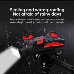 4-in-1 Bike Bicycle Light Mobile Phone Holder Headlight Horn Convenient Portable Bicycle Usb Charging Light Bicycle Accessories