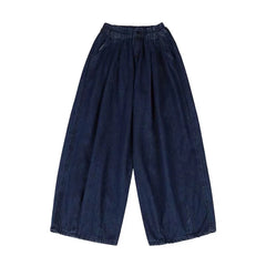 Men Wide Leg Jeans Baggy Retro Blue Japanese Simple Leisure Stylish Soft All-match Pocket Large Size S-3XL Solid New-fashion Hot