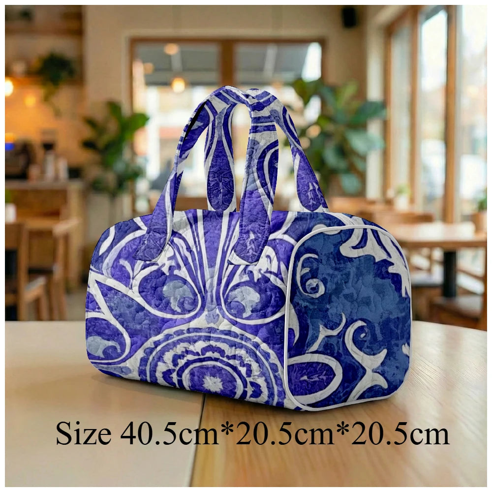 G Travel Quilted Tote Bag Large Paisley Print Shoulder Handbag for Travel &amp; Everyday Use