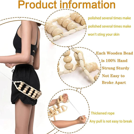 G Active Wood Therapy Massage Roller Wooden Body Massage Tool for Relaxation &amp; Self-Care