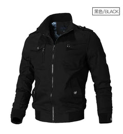 2024 Autumn New Men's Casual Jacket American style Fashion Stand-up Collar Thick Denim Cargo Pants Pure Cotton Man Coat Clothes
