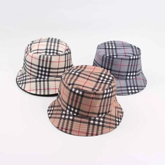 G Style Reversible Plaid Bucket Hat Double-Sided Sun Protection Fishing &amp; Outdoor Cap