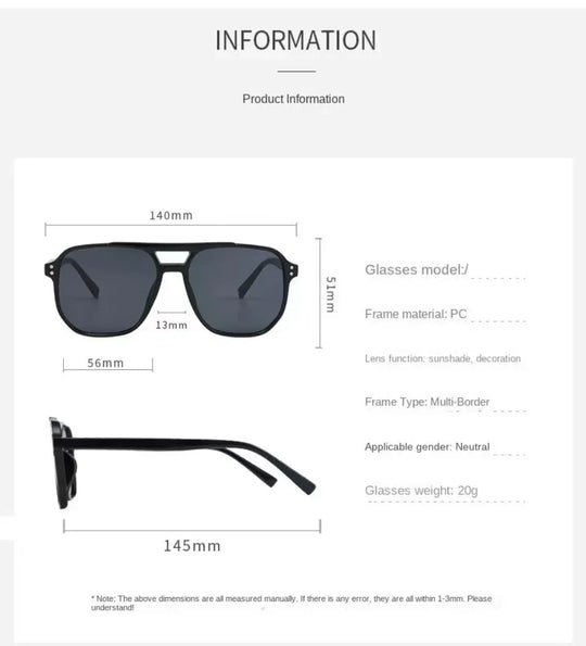 G Style Oversized Square Sunglasses Unisex Vintage UV400 Fashion Eyewear