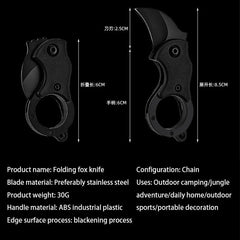 Outdoor Pocket Knife Portable EDC Key Knife Fox Knife Paw Knife Case Opener Knife Necklace Carry-on Portable Mini Pocket Knife