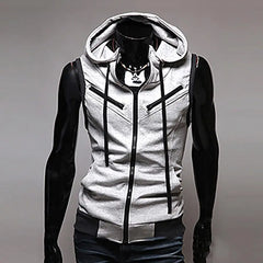 2023 New Fashion Zipper Cardigan Sweater Mens Sleeveless Hooded Vest Jacket Plus Size S-3XL Streetwear Vest Hoodies