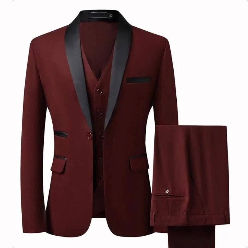G Style Men's 3-Piece Wool Blend Suit Business, Wedding & Formal Wear (Blazer, Vest & Trousers)