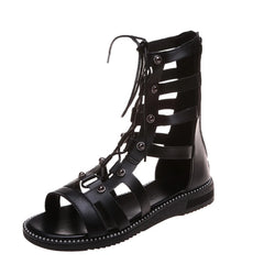 Sandals Summer Platform Shoes Women Lace Up Flats Sandals Women Luxury Designer Sandals Leather Retro Shoes Outdoor Sandalias