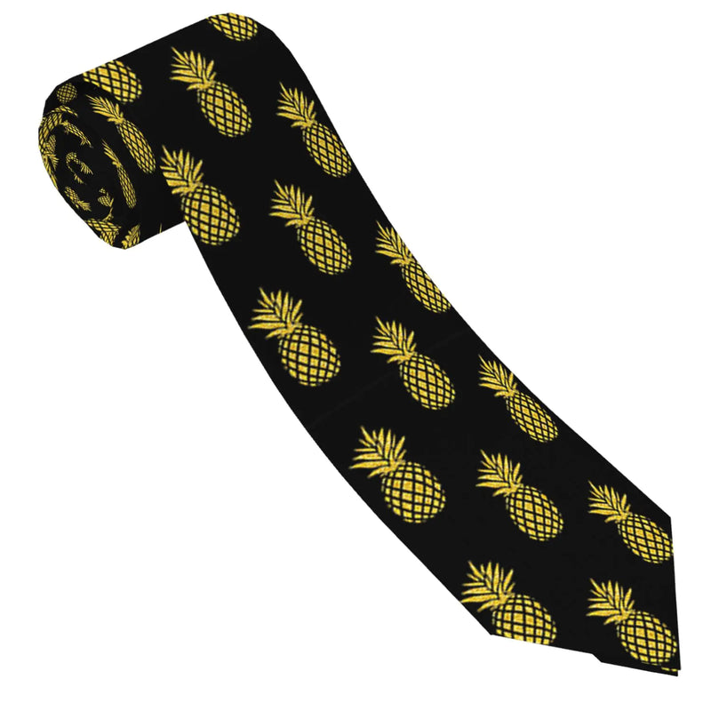 Womgela Gold Pineapple Black Mens Ties Neck Wear Tie for Formal Business Occasions Work Banquet Anniversary